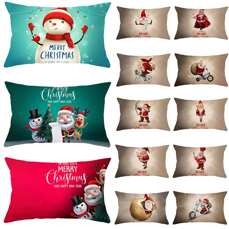 

30*50CM Christmas Hug Pillowcase Peach Skin Hug Pillowcase Sofa Pillowcase Cushion Cartoon Christmas Cushion Throw Pillowcase