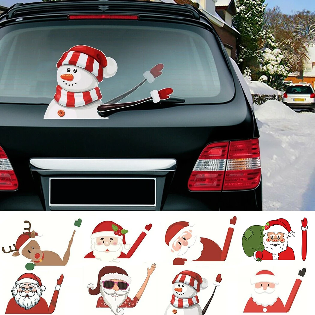 

1*Car Rear Wiper Sticker Christmas,Santa Claus Decal Sticker,Car Rear Window Windscreen Wiper Decor