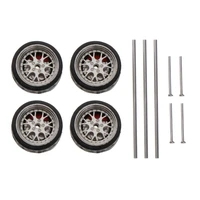 4pcs 164 modified wheels rubber tires with axles and end cap upgrade parts for rc model car
