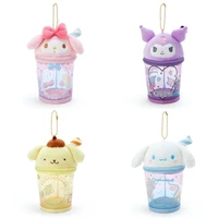 sanrio plush toy cup bag fluffy anime my melody cinnamoroll kuromi purin soft stuffed pvp plush pendant birthday gifts for child