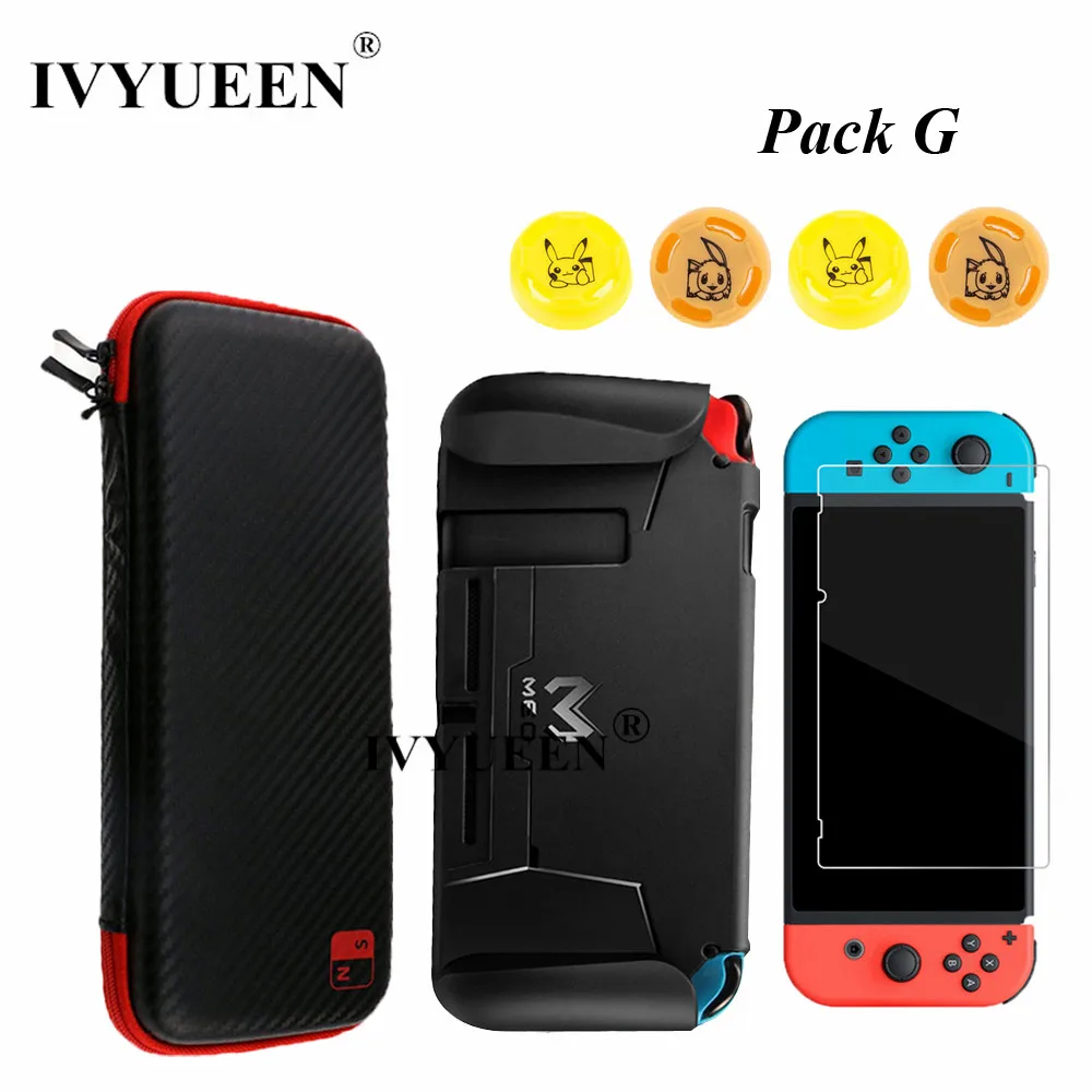 IVYUEEN 7 в 1 для Nintendo doswitch NS консоль дорожная сумка для переноски и закаленное стекло пленка и твердая оболочка аналоговая защитная накладка крышка
