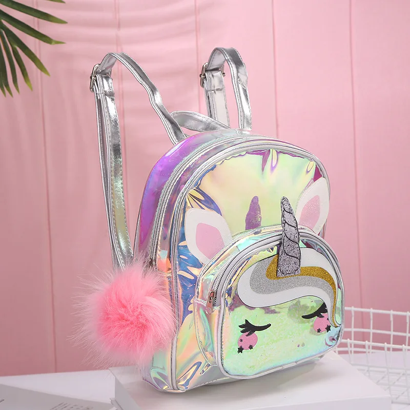 Student Holographic Unicorn Backpack Girls Soft Laser Transparent TPU Schoolbags Large Capacity Waterproof Shoulder Bag For Kids