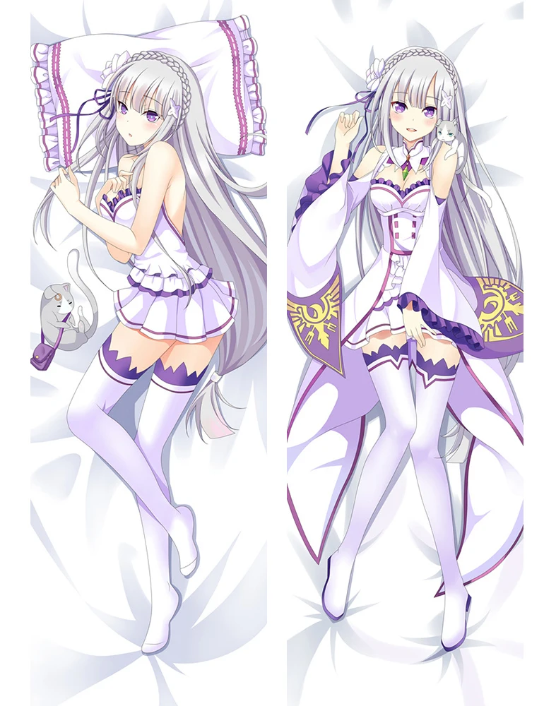 Аниме Re Zero kara Hajimeru Isekai Seikatsu Emilia Rem Ram Beatrice Dakimakura наволочки для подушки|Наволочка| |