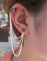 fashion long spike ear cuffs tassel earrings for women tatto punk jewelry personality single jewelry vintage earings jewellery