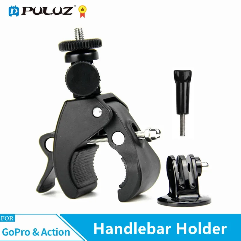 

PULUZ Motorcycle Bicycle Handlebar Holder with Tripod Mount & Screw for GoPro HERO 9 8 7 6 5 DJI Osmo Action Camera Accessories
