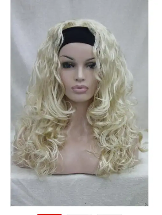 Парик Новый 3/4 парик с головной повязкой блонд Кудрявые Волнистые Длинные