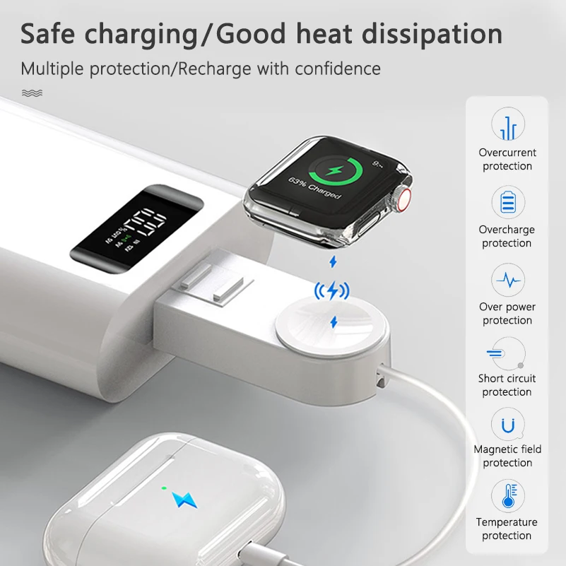 Мини портативное беспроводное зарядное устройство для Apple Watch USB магнитное Airpods