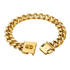 Сверхпрочная цепочка для собак, 23 мм, из нержавеющей стали, позолоченные ошейники для больших собак, доберман, Питбуль, прочные аксессуары для домашних животных