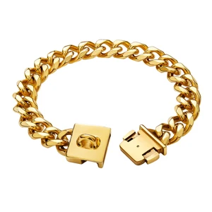 Сверхпрочная цепочка для собак, 23 мм, из нержавеющей стали, позолоченные ошейники для больших собак, доберман, Питбуль, прочные аксессуары для домашних животных