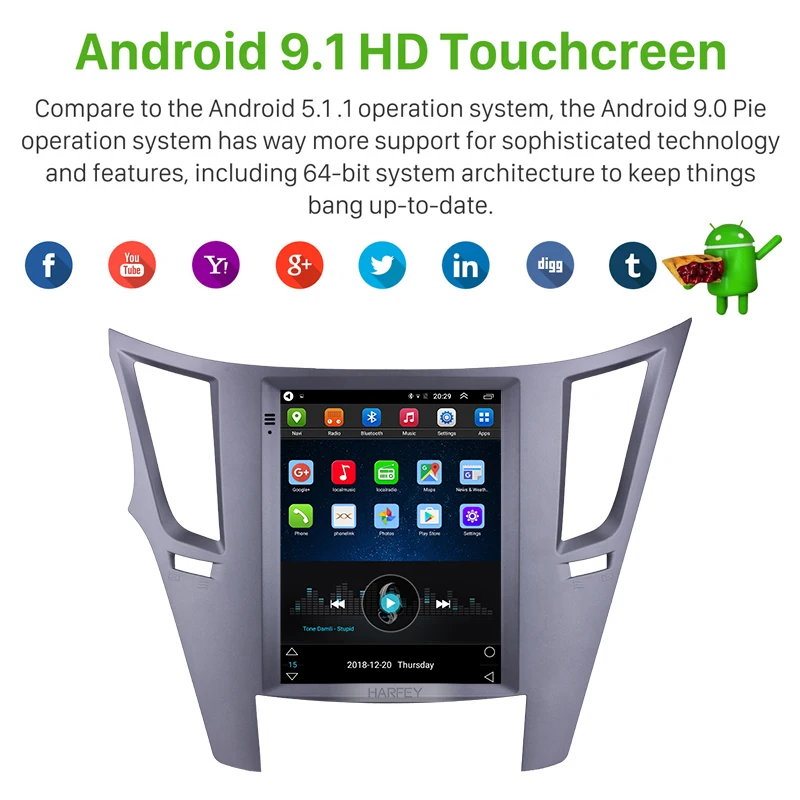 Harfey для 2010-2013 Subaru Outback Android 9,1 автомобильный мультимедийный плеер видеокамера заднего вида в автомобиле с поддержкой технологии MirrorLink Link FM 9," 4G LTE gps Navi