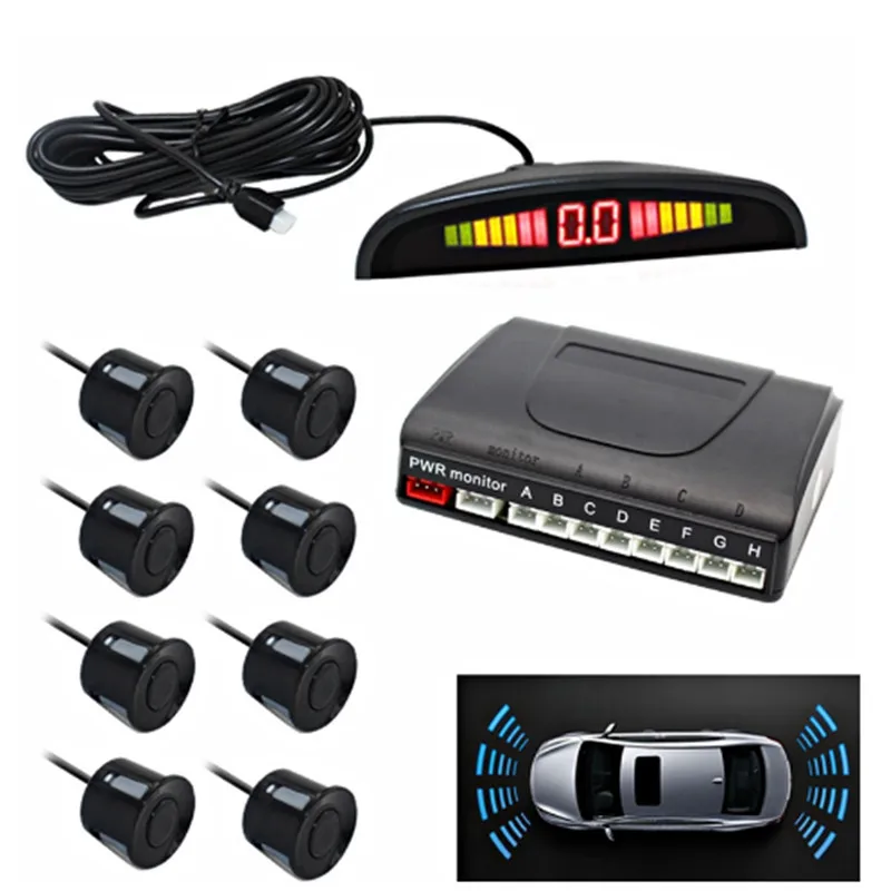 Комплект автомобильных датчиков парковки с 8 сенсорами светодиодный дисплей