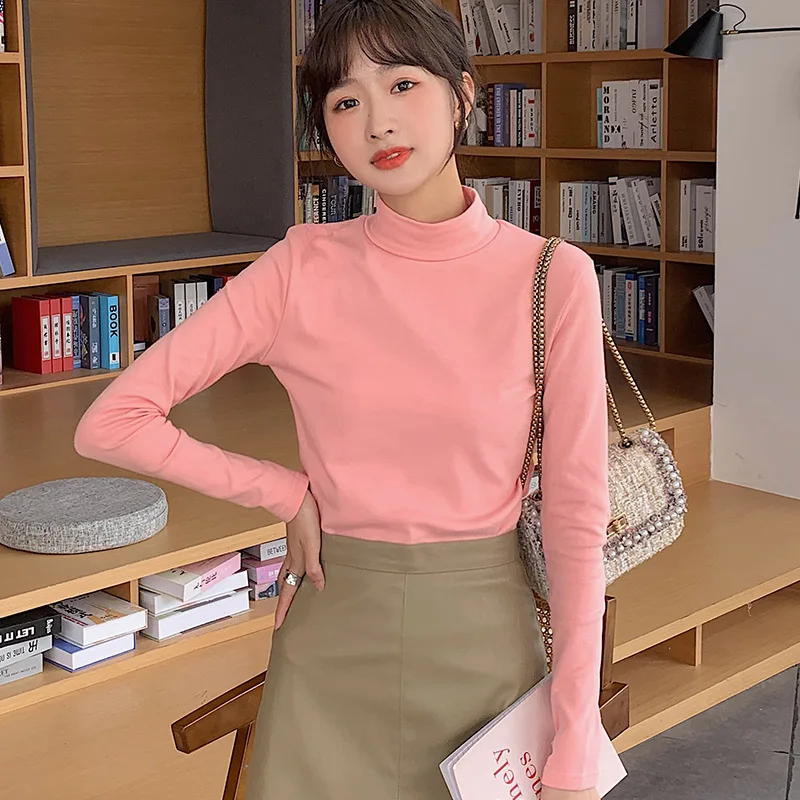 Женская Удлиненная рубашка с высоким воротником на осень и зиму 20 Новинка