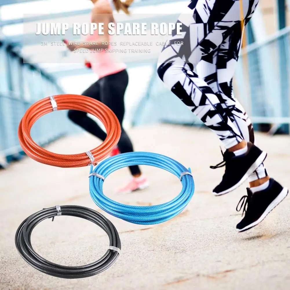 

Spare Rope 3m Crossfit Replaceable Wire Cable Speed Jump Ropes Skipping Rope Color Orange Blue and Black Steel Wire