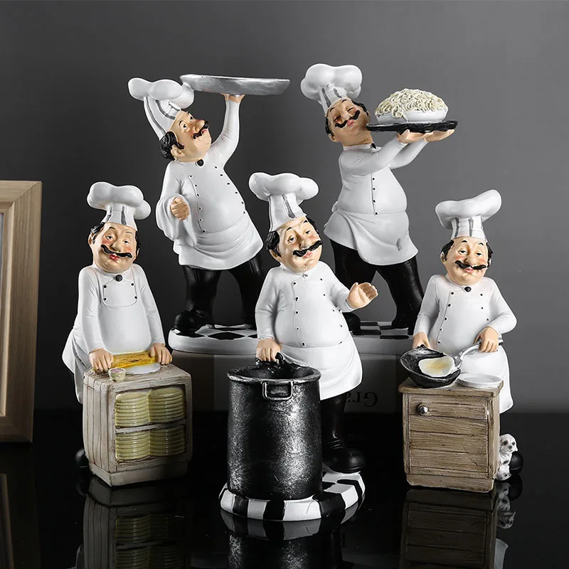 

Миниатюрная модель для украшения ресторана, кафе, торта, магазина, забавные фигурки шеф-повара, стойка для вина, доска, орнамент из смолы, дек...