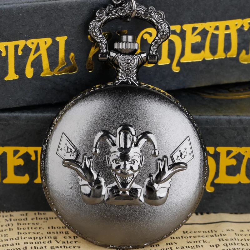 

Clown Cool Black Quartz Pocket Watch Necklace Watch Pendant Clock Gifts Mens Womens Souvenir XH3057