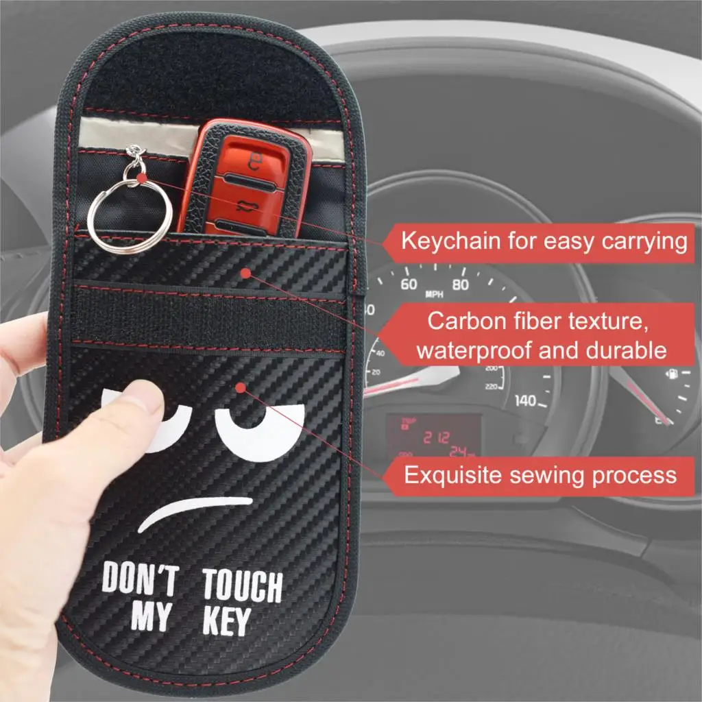 

2X Car Key Signal Blocker Punch Case Cover Faraday Bag Blocking Fob Keyless RFID Remote Cartoon Pattern Shielding Anti-Hacking