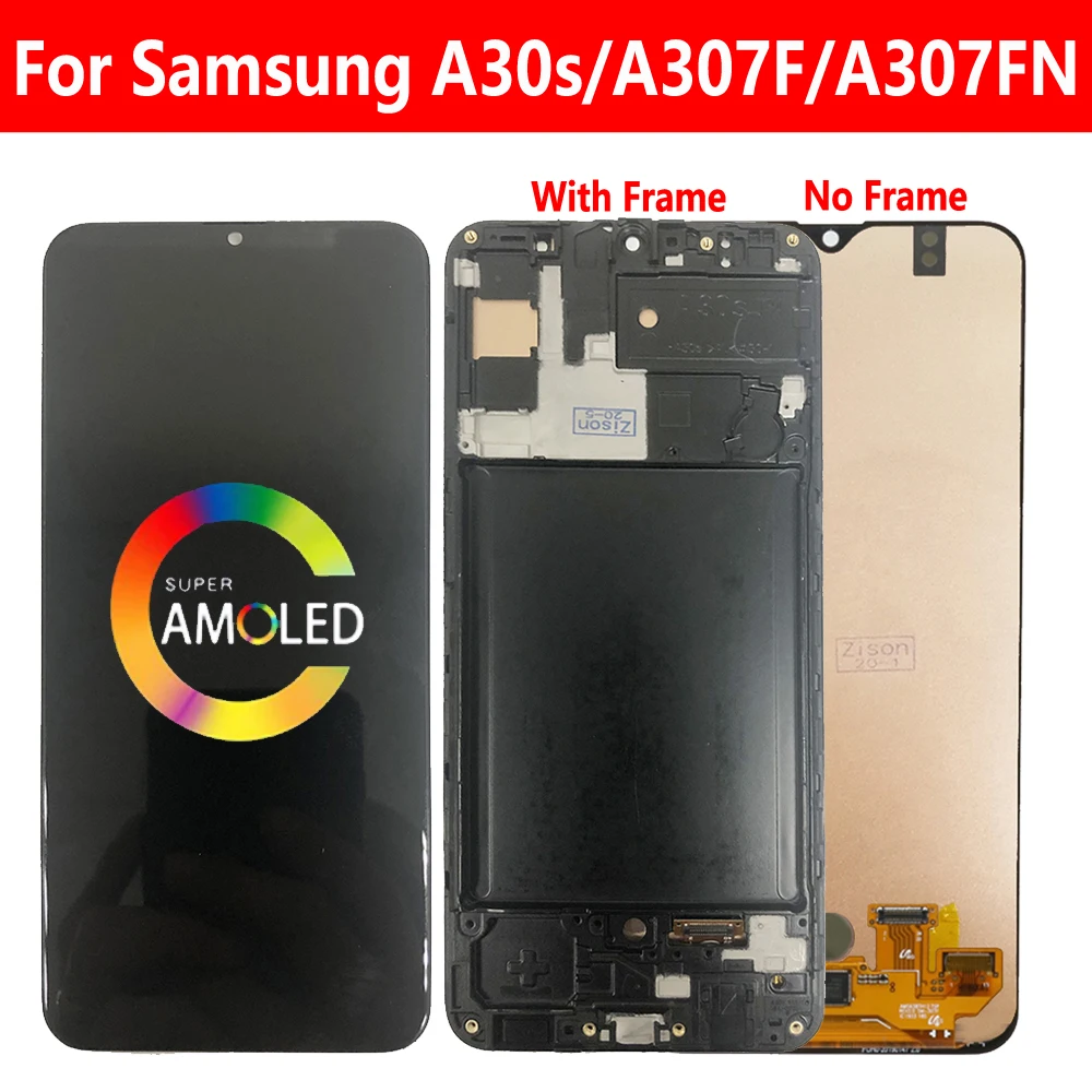 Super AMOLED для Samsung Galaxy A30s 2019 ЖК дисплей с рамой SM A307F/DS A307FN A307GT цифровым
