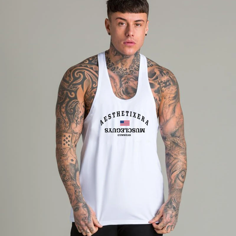 

Gyms Fashion Vest Tank Tops Men Singlet Casual Cotton Muscle Undershirt Clothing Bodybuilding Fitness Sleeveless Sport Shirt