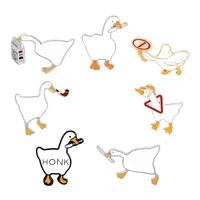 big white goose enamel lapel pins funny animal game brooches for kids friends clothes backpack badges jewelry gift wholesale