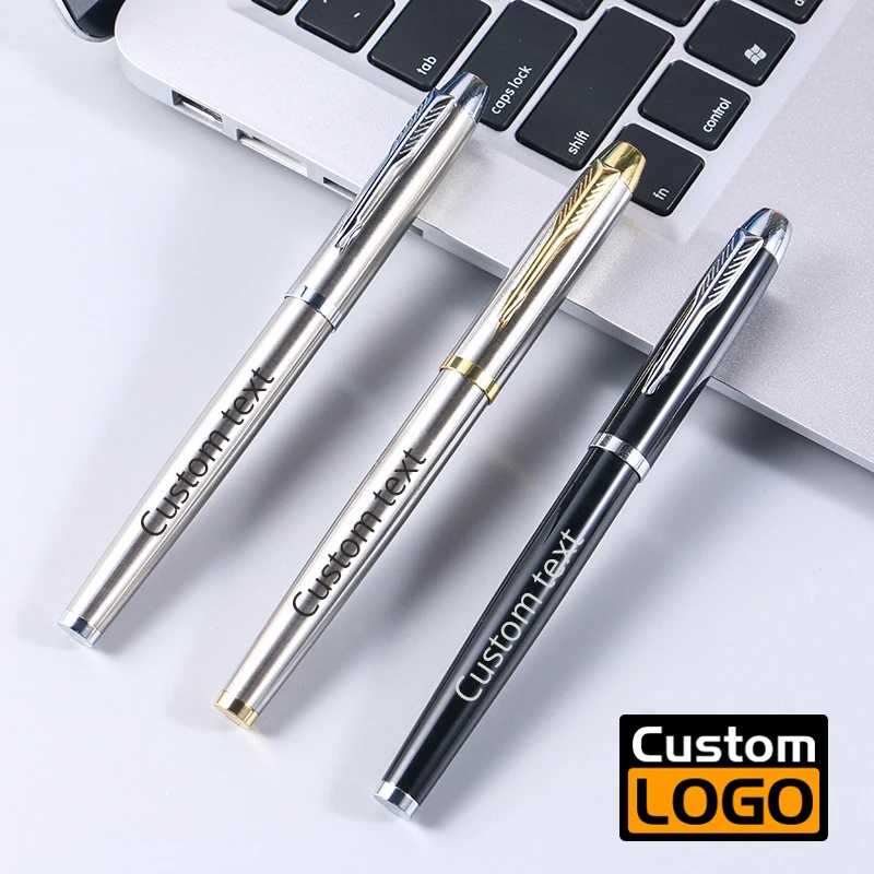 

Business Metal Gel Pen Men's High-end Sign Pen Advertising Gift Pen Black Ink Custom Logo Stationery Wholesale Lettering Name