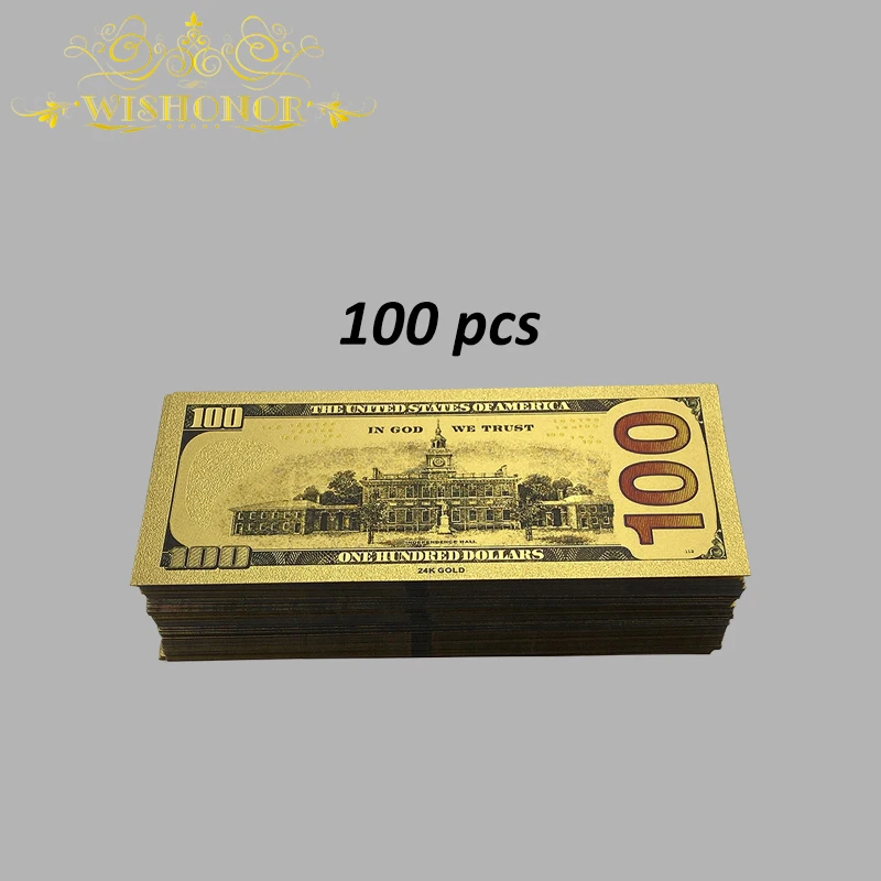 Дешево Высокое качество 100 шт./лот Красочные США банкноты 100 долларов банкнот в 24K позолоченные бумажные деньги для подарка Купить Высокое качество 100 шт./лот Красочные США банкноты 100 долларов банкнот в 24K позолоченные бумажные деньги для подарка