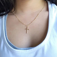 thin simple cross pendant necklace for women jewelry gifts silver color chain choker unisex men daily party classic accessories