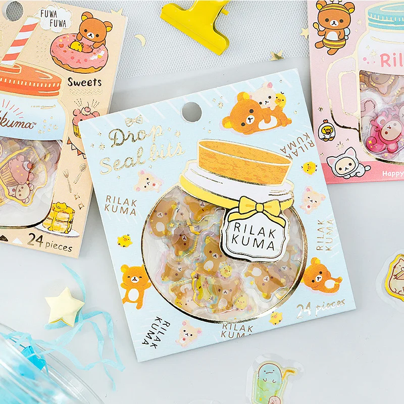 30 упак./лот Rilakkuma флакон-капельница прозрачная журнал декоративные наклейки Скрапбукинг ярлыком канцелярские наклейки для дневника, альбома