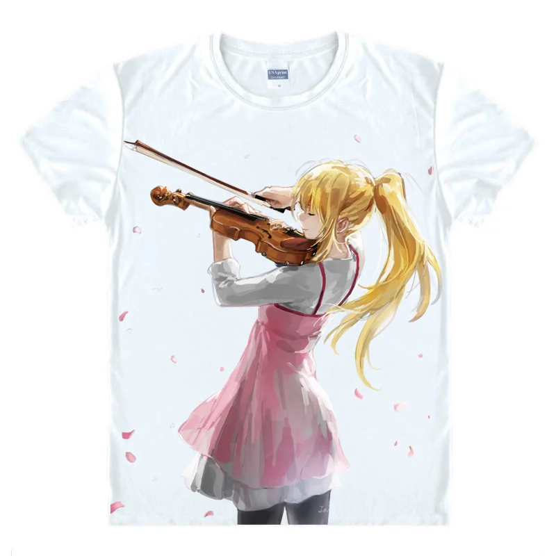 Футболка с принтом из аниме ваша ложь в апреле футболки для косплея Miyazono Kaori Arima