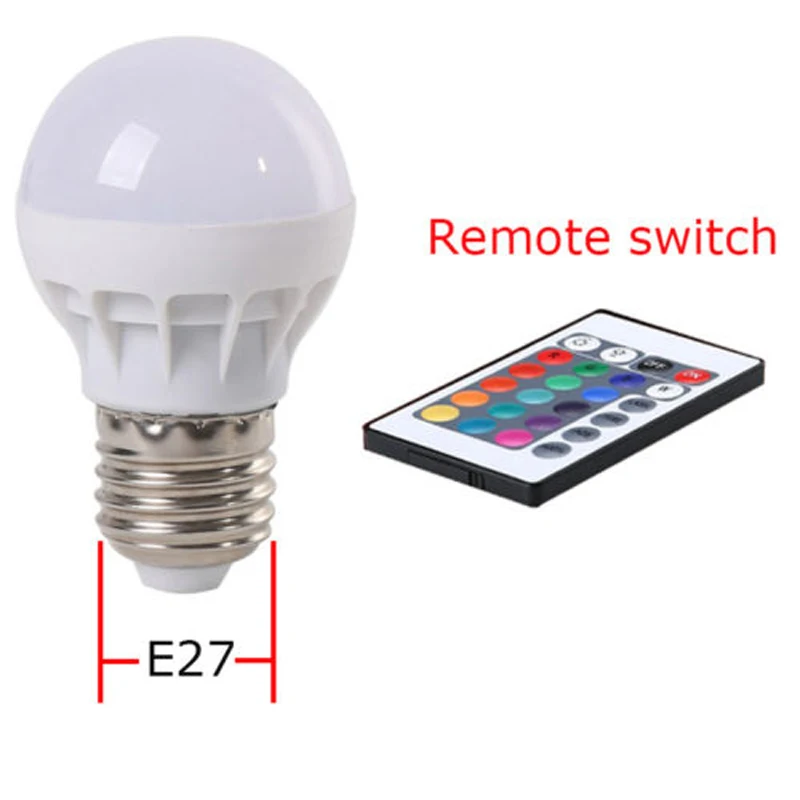 E27/ 3W RGB светодиодный светильник лампа Изменение цвета + пульт дистанционного