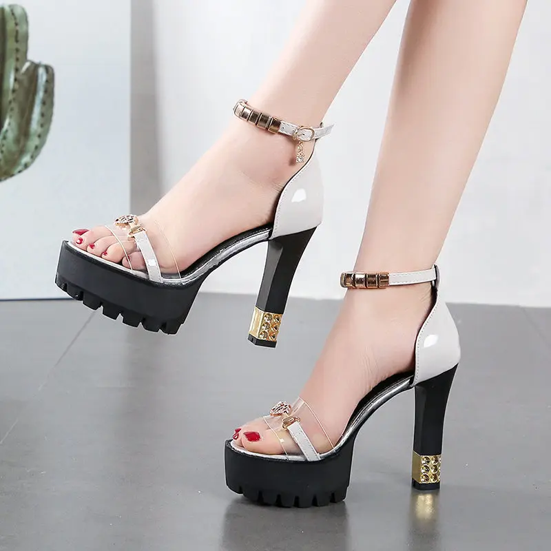 Сандалии женские на платформе и толстом высоком каблуке Босоножки с открытым