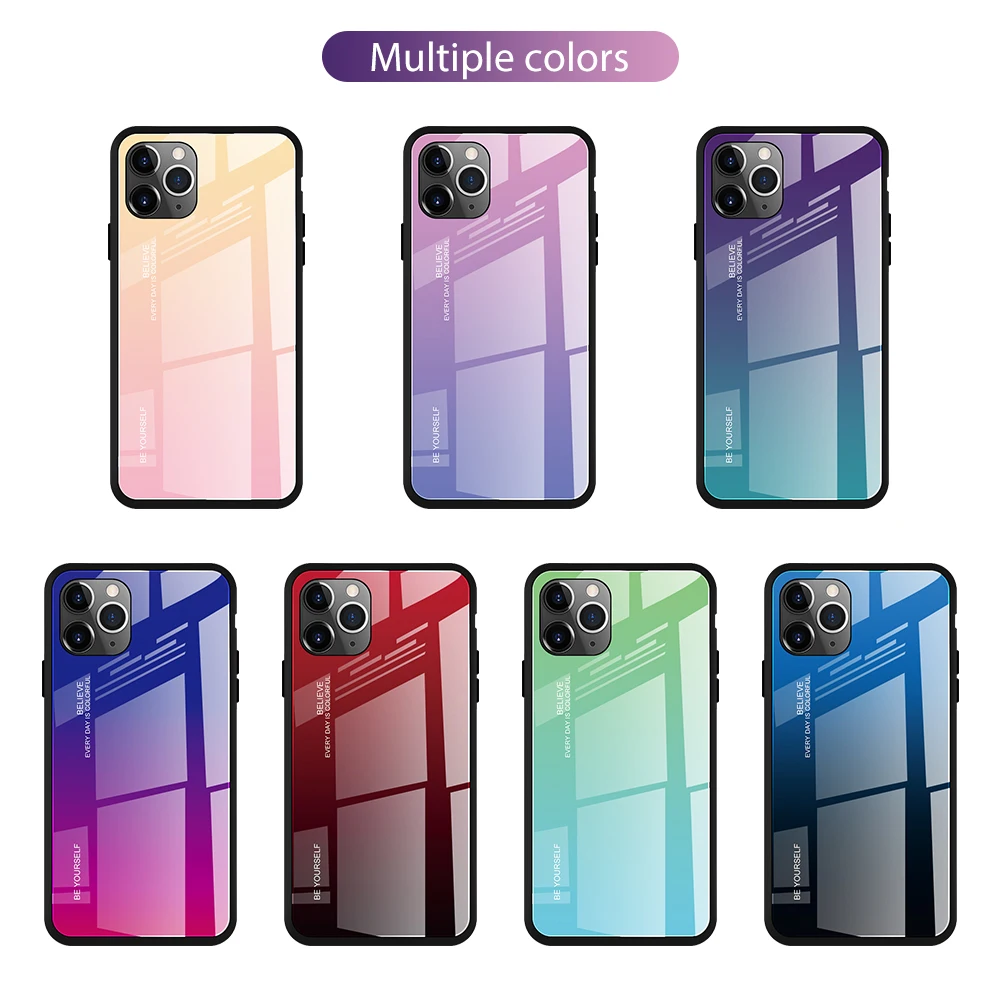 Чехол стеклянный градиентный для IPHONE 12 mini/11 pro max/XS MAX/XR/XS 7/8 Plus/12pro 50 шт.|Бамперы| |