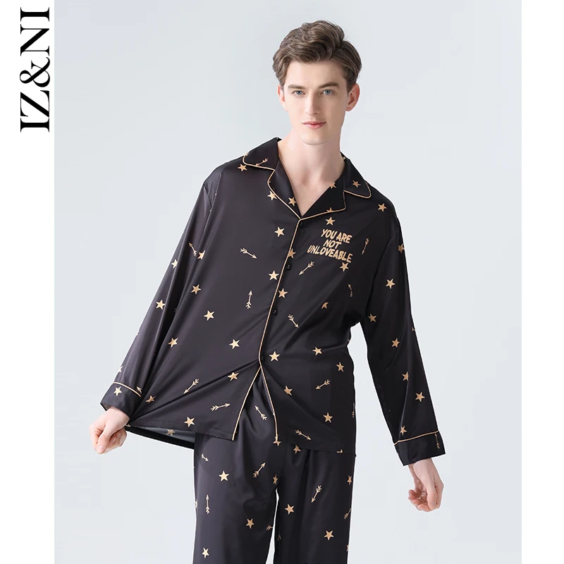 

★pajamas male stars ahead of the spring and autumn period and the long sleeve ice silk fashion pants 2 leisurewear suit