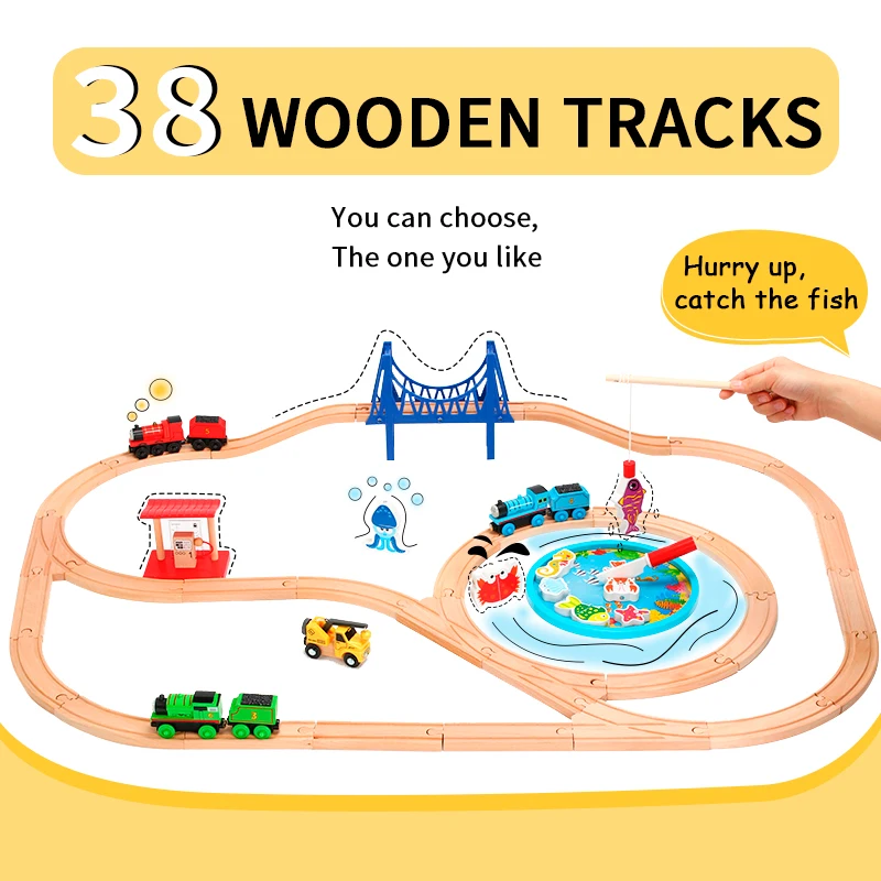 Набор деревянных дорожек игрушки железная дорога волшебная деревянная дорожка