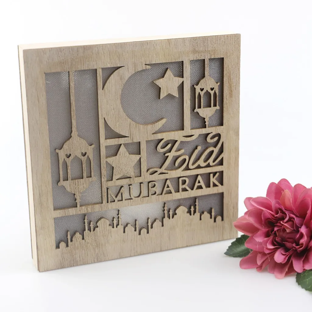 

Islamic Eid Mubarak Ramadan Wooden Plaque Decoration Muslim Islam Pendant Decoration Home Decoration Gifts Stars And Moon #10