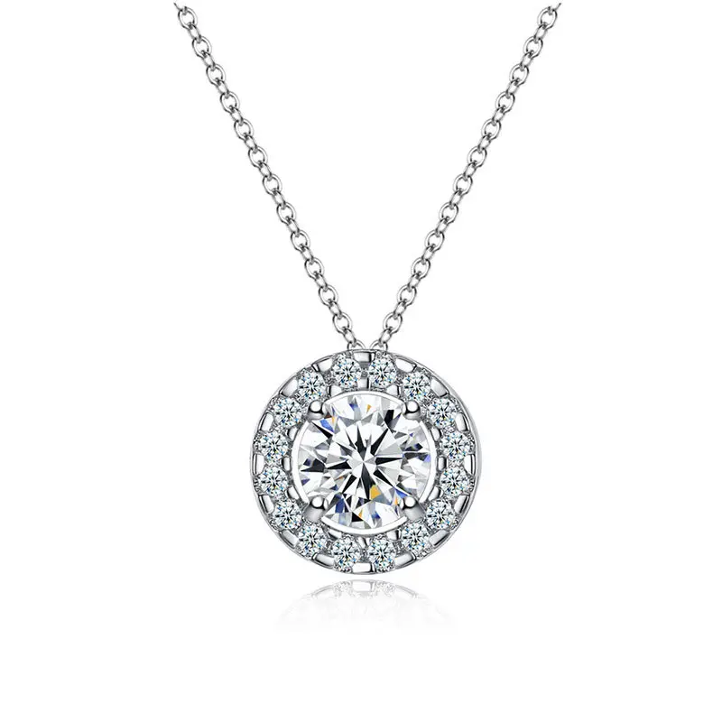 

2021 New Luxury Round Solid 925 Sterling Silver Necklace For Women Lady Anniversary Gift Jewelry Wholesale Moonso X5552b