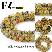 factory wholesale natural stone yellow dragon veins agates round beads for jewelry making needlework diy bracelet 46810mm