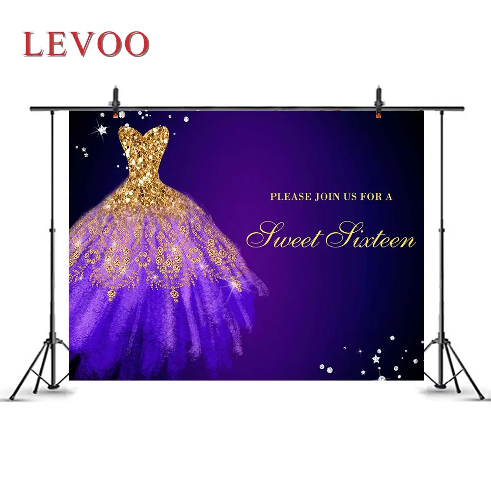

Levoo Purple Gold Sequin Jewel Dress Skirt Backdrop Sweet Sixteen Party Decoration Background Banner Props Photophone Photo Zone