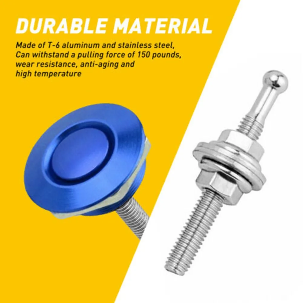 

2Pcs/Set Push Button Aluminum Alloy Quick Release Bonnet Clip Kit Lock