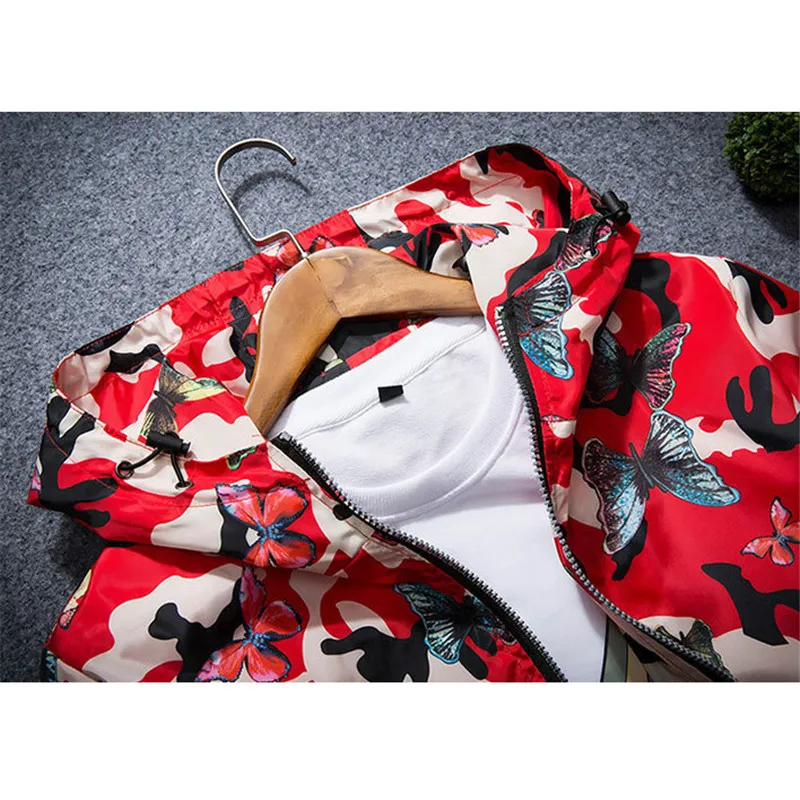 Куртка женская с принтом бабочки повседневное Свободное пальто капюшоном модная