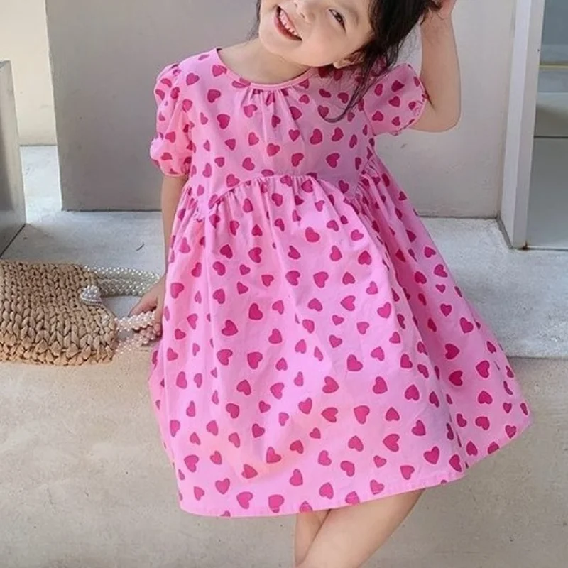 

Летнее повседневное пляжное платье в стиле бохо, детское милое вечернее платье принцессы для девочек, Красивая Милая одежда с принтом в Кор...