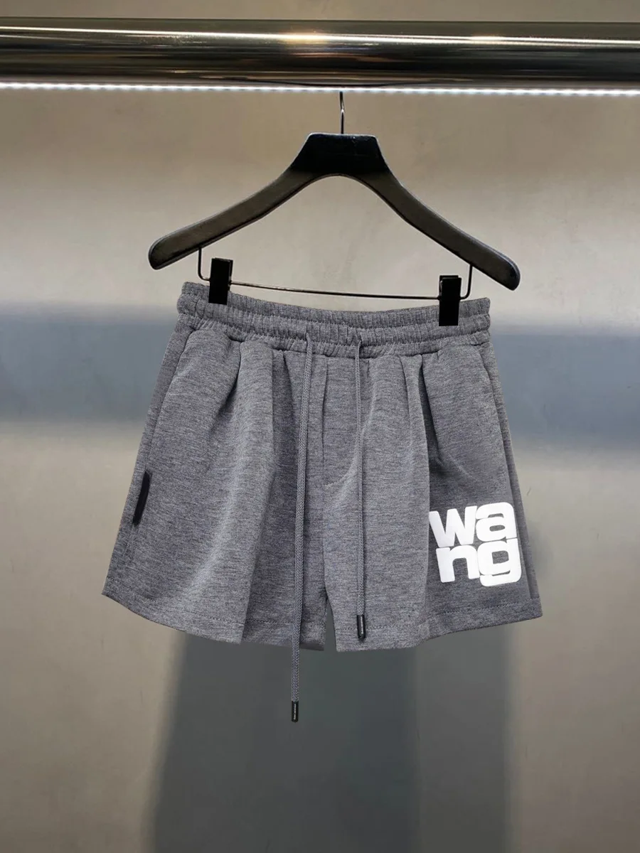 

WANG Big King's Casual Sports Suit Round Neck Short T-shirt Printing Drawstring Elastic Waist Shorts Women