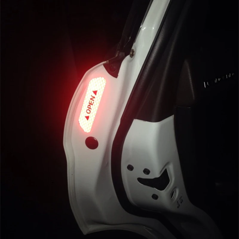 4 шт./компл. наклейки на дверь машины DIY автомобиля ОТКРЫТЫЕ светоотражающая лента