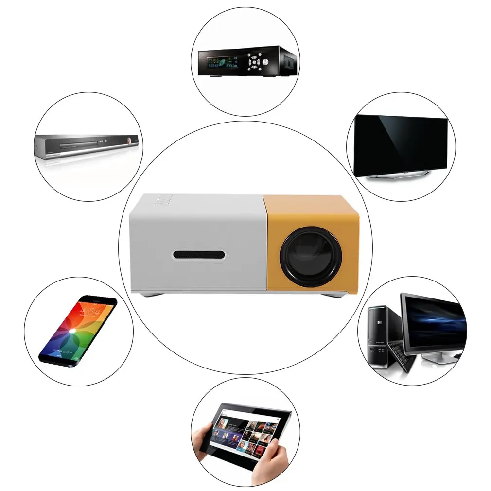 Светодиодный мини проектор с высоким разрешением ультра портативный HD 1080P HDMI USB
