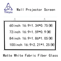 thinyou projector screen 60inch 72inch 84inch 100 inch 169 matte white fabric fiber glass wall mounted curtain home theater