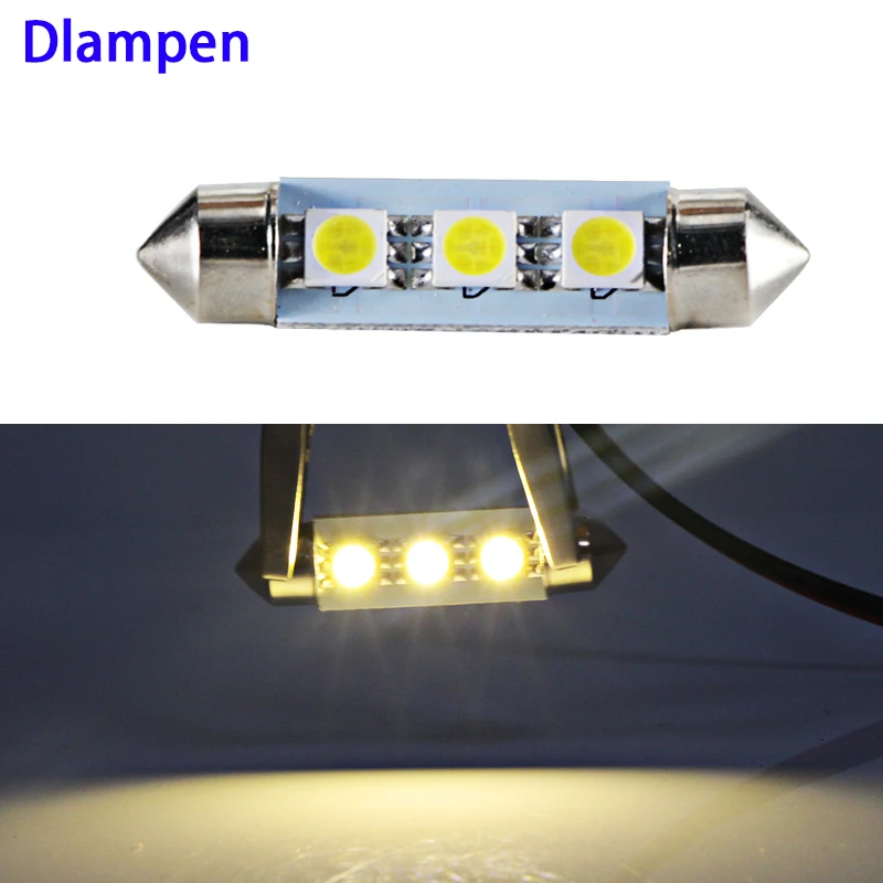 

Автомобильная гирлянсветильник 41 мм C5W C10W Canbus Светодиодная лампа, теплый белый свет 3000K SMD 5050 3 светодиода 12 В Автомобильная внутренняя лампа ...