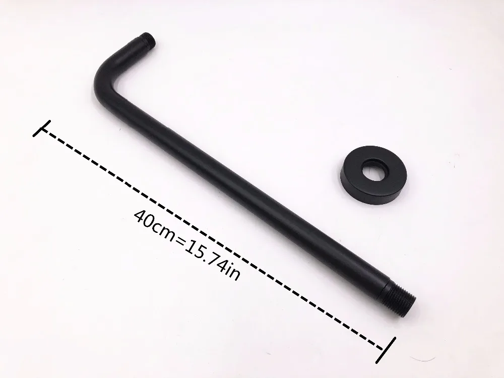 

Black Shower Head Extension Pipe - 15" Long Wall Arm Matte Black Shower Arm Bathroom Accessory (Standard 1/2")