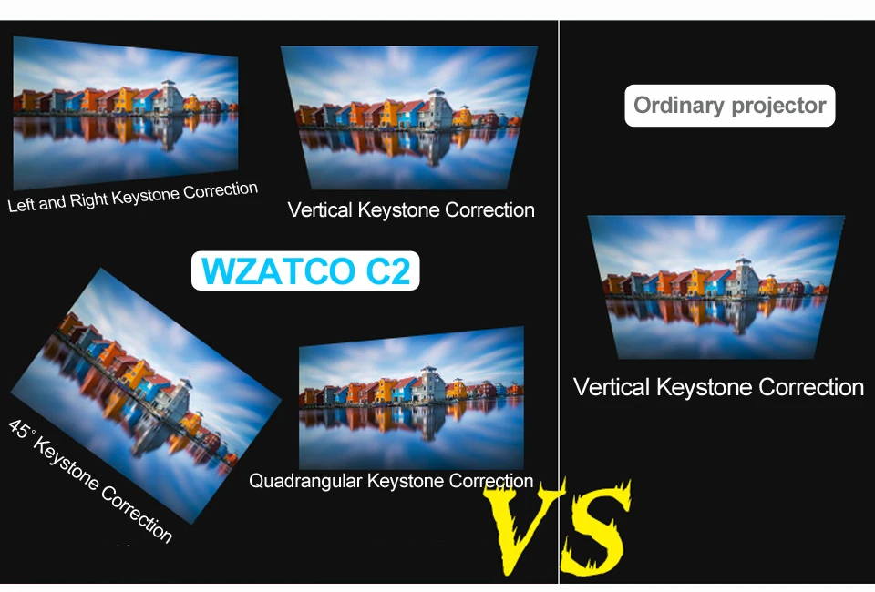 WZATCO C2 1920*1080P Full HD 45 градусов Цифровой keystone светодиодный проектор android 9,0 Wifi дополнительный портативный домашний проектор