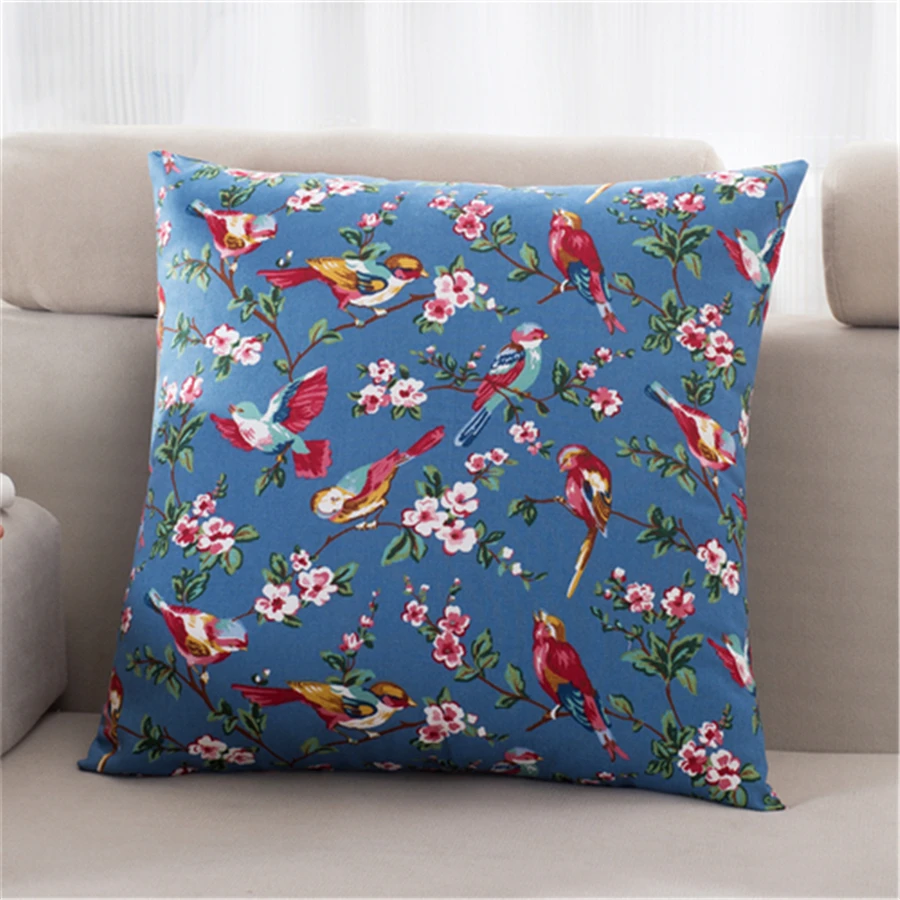 Декоративная подушка с птицей диваны линия чехол уютное украшение цветочный