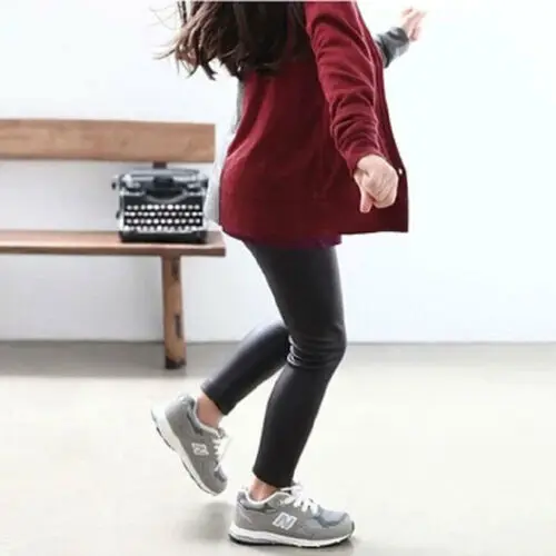 Лидер продаж однотонные детские брюки из искусственной кожи обтягивающие