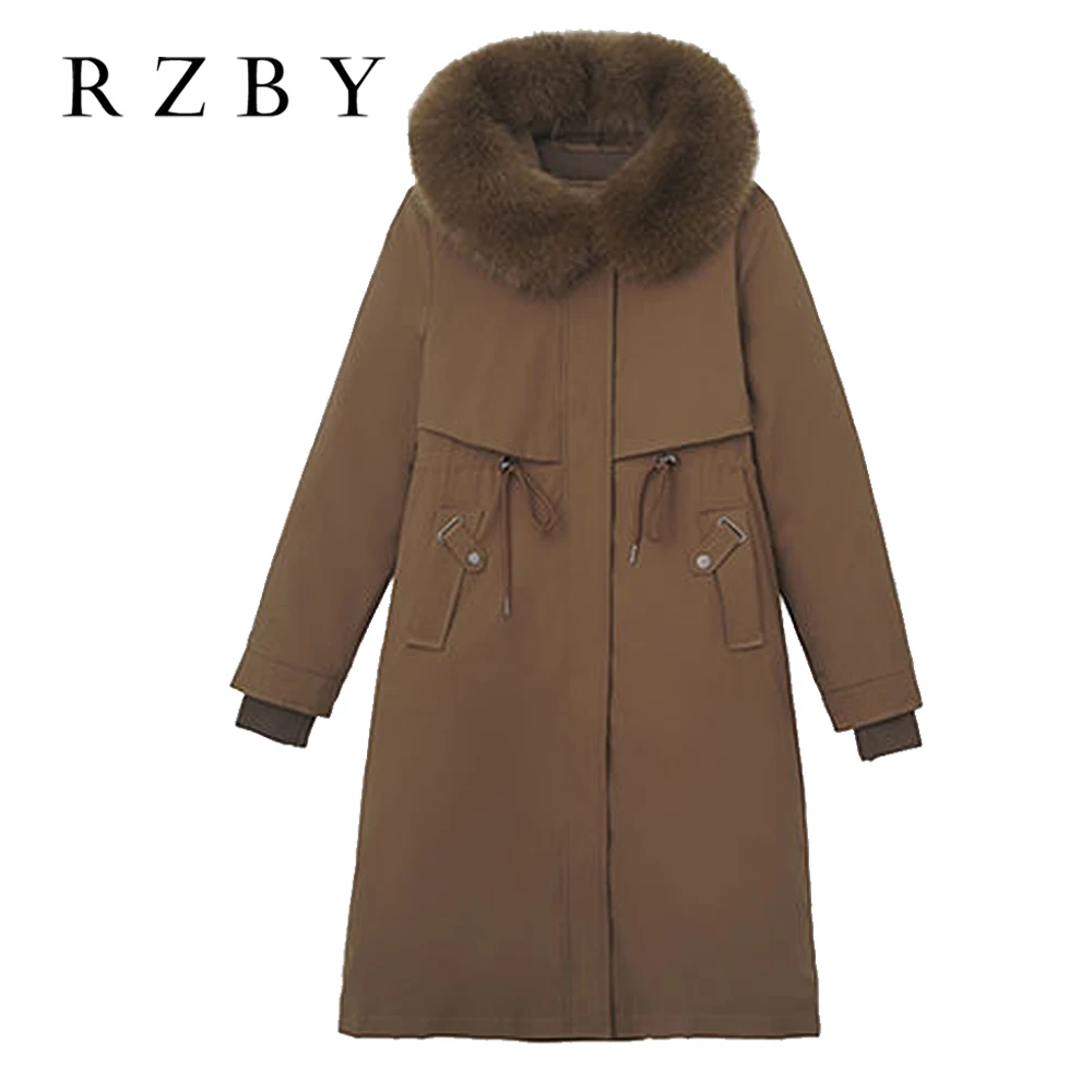 пуховик женский 2021 Cotton Padded Parkas Hooded Thick Warm Long Jacket Fur Collar  Winter Coat  Female Snow Wear RZBY726